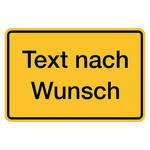 Hinweisschild "Text nach Wunsch" Grund gelb, Schrift schwarz, Folie selbstklebend 350 x 170 mm