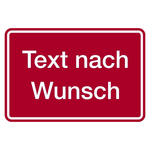 Hinweisschild "Text nach Wunsch" Grund rot, Schrift weiß, Folie selbstklebend 350 x 170 mm
