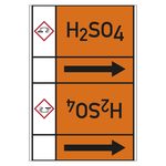 Rohrleitungskennzeichen H2SO4 für Rohrleitungen ab Ø 50 mm (2 Zoll), Folie selbstklebend 105 mm x 33 m auf Rolle