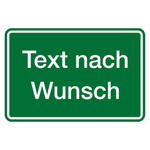 Hinweisschild "Text nach Wunsch" Grund grün, Schrift weiß, Folie selbstklebend 200 x 150 mm