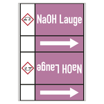 Rohrleitungskennzeichen NaOH Lauge für Rohrleitungen ab Ø 50 mm (2 Zoll), Folie selbstklebend 105 mm x 33 m auf Rolle
