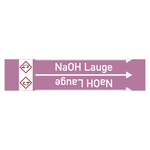 Rohrleitungskennzeichen NaOH Lauge für Rohrleitungen ab Ø 10 mm (3/8 Zoll), Folie selbstklebend 90 mm x 33 m auf Rolle