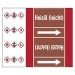 Rohrleitungskennzeichen Heizöl (leicht) für Rohrleitungen ab Ø 50 mm (2 Zoll), Folie selbstklebend 180 mm x 33 m auf Rolle