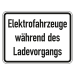 Verkehrszusatzzeichen "Elektrofahrzeuge während des Ladevorgangs" VZ 1050-32, Aluminium 2 mm, reflektierend RA1, 420 x 315 mm