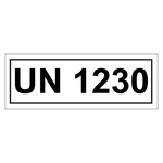 Gefahrzettel mit UN 1230, in verschiedenen Größen