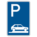 Verkehrsschild "Parken auf Gehwegen ganz quer zur Fahrtrichtung rechts" VZ 315-85, Aluminium 2 mm, reflektierend RA1