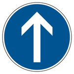 Verkehrsschild "Vorgeschriebene Fahrtrichtung geradeaus" VZ 209-30, Aluminium 2 mm, reflektierend RA1, &Oslash; 600 mm