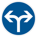Verkehrsschild "Vorgeschriebene Fahrtrichtung rechts oder links" VZ 214-30, Aluminium 2 mm, reflektierend RA1