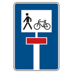 Verkehrsschild "Sackgasse - für Radverkehr und Fußgänger frei" VZ 357-50, Aluminium 2 mm, reflektierend RA1, 420 x 630 mm