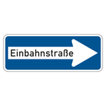 Verkehrsschild "Einbahnstraße rechtsweisend" VZ 220-20, Aluminium 2 mm, reflektierend RA1, 800 x 300 mm