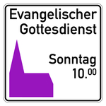 Verkehrsschild Hinweisschild "Evangelischer Gottesdienst" Aluminium 2 mm, reflektierend RA1, 750 x 750 mm