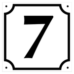 Hausnummer 7 weiß/schwarz, Aluminium geprägt, 120 x 120 mm