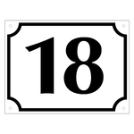 Hausnummer 18 weiß/schwarz, Aluminium geprägt, 160 x 120 mm