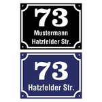 Hausnummer mit Straßenname / Familienname nach Wunsch, Aluminium 2 mm