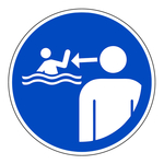 Gebotszeichen "Kinder in Wassereinrichtungen beaufsichtigen" ISO 20712-1 (WSM 002) und DIN 4844-2