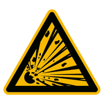 Warnzeichen Warnung vor explosionsgef&auml;hrlichen Stoffen DIN EN ISO 7010 W002 Folie SL 25 mm 6 St&uuml;ck/Bogen