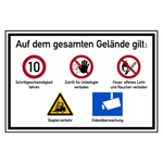 Hinweisschild Betriebsgelände "Schrittgeschwindigkeit" Aluminium-Verbund 900 x 600 mm