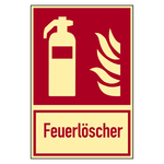 Brandschutzzeichen Feuerl&ouml;scher Kombischild Kunststoff gelocht langnachleuchtend 200 x 300 mm Einzelschild
