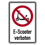 Verbotsschild Kombischild "E-Scooter verboten" Aluminium-Verbund 200 x 300 mm