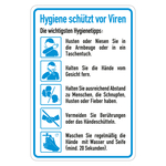 Hinweisschild Verhaltensregeln "Hygiene schützt vor Viren", Folie selbstklebend, 200 x 300 mm