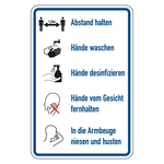 Hinweisschild Verhaltensregeln "Verhaltensregeln gegen die Verbreitung von Viren", Kunststoff, 200 x 300 mm