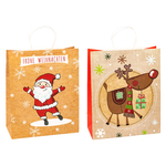TSI 6er Pack Geschenktüte groß Kraftpapier ca. 26 x 12 x 32 cm Weihnachten S2 Geschenktaschen für Advent, Nikolaus