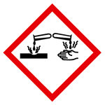 GHS-Symbol 05 Ätzwirkung - Hautätzend, Folie transparent, 20 x 20 mm, 30 Stück/Bogen