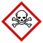 GHS-Symbol 06 Totenkopf mit gekreuzten Knochen - akute Toxizität, Folie transparent, 20 x 20 mm, 30 Stück/Bogen