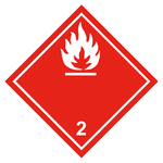 Gefahrzettel, Gefahrgutaufkleber Klasse 2.1 Entzündbare Gase, Flamme Weiß, in verschiedenen Größen und Materialien