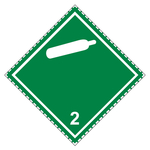 Gefahrzettel, Gefahrgutaufkleber Klasse 2.2 Nicht entzündbare, nicht giftige Gase, Gasflasche Weiß mit gestrichelter Kontrastlinie, Folie, 100 x 100 mm, Einzeletikett
