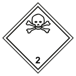 Gefahrzettel, Gefahrgutaufkleber Klasse 2.3 Giftige Gase, Totenkopf Schwarz mit durchgehender Kontrastlinie, Folie, 20 x 20 mm, 20 St&uuml;ck/Bogen