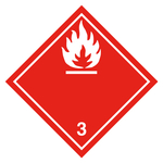 Gefahrzettel, Gefahrgutaufkleber Klasse 3 Entzündbare, flüssige Stoffe, Flamme Weiß, in verschiedenen Größen und Materialien