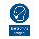 Kombischild Gebotszeichen "Bartschutz tragen", Folie, 100 x 150 mm, Einzeletikett