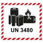 Aufkleber Lithium Batterie mit UN 3480, in verschiedenen Größen und Materialien