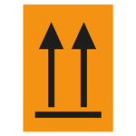 Gefahrzettel, Verpackungskennzeichen Ausrichtungspfeile Oben, Orange, Pfeile Schwarz, Haftpapier, 105 x 148 mm, 100 St&uuml;ck/Rolle