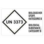 Gefahrzettel, Ansteckungsgef&auml;hrliche Stoffe, mit UN 3373, BIOLOGISCHER STOFF, KATEGORIE B / BIOLOGICAL SUBSTANCE, CATEGORY B (Deutsch/Englisch), Folie, 148 x 74 mm, 100 St&uuml;ck/Rolle