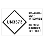 Gefahrzettel, Ansteckungsgefährliche Stoffe, mit UN3373, BIOLOGISCHER STOFF, KATEGORIE B / BIOLOGICAL SUBSTANCE, CATEGORY B (Deutsch/Englisch), Folie, 148 x 74 mm, Einzeletikett