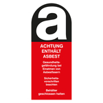 Gefahrenkennzeichen, Aufkleber Achtung enthält Asbest - Asbestfasern, Folie, 100 x 240 mm, Einzeletikett