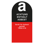 Gefahrenkennzeichen, Aufkleber Achtung enthält Asbest - Gerät für Asbest, Folie, 50 x 120 mm, 100 Stück/Rolle