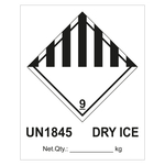 Gefahrzettel, Gefahrgutaufkleber Klasse 9 Verschiedene gef&auml;hrliche Stoffe und Gegenst&auml;nde mit UN1845 DRY ICE, Folie, 150 x 180 mm, Einzeletikett