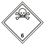 Gefahrzettel, Gefahrgutaufkleber Klasse 6.1 Giftige Stoffe, mit durchgehender Kontrastlinie, Folie, 100 x 100 mm, 100 St&uuml;ck/Rolle