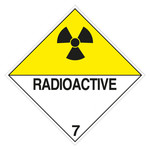 Gefahrzettel Placards Klasse 7D Radioaktive Stoffe Strahlensymbol Schwarz mit Zusatztext RADIOACTIVE Magnetfolie 300 x 300 mm Einzelst&uuml;ck