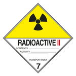Gefahrzettel Placards Klasse 7B Radioaktive Stoffe Strahlensymbol Schwarz mit Zusatztext RADIOACTIVE II mit durchgehender Kontrastlinie Aluminium Verbundplatte 2 mm 250 x 250 mm Einzelst&uuml;ck