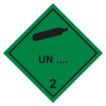 Gefahrzettel, Gefahrgutaufkleber Klasse 2.2 Nicht entzündbare, nicht giftige Gase mit Eindruck UN-Nummer, Gasflasche Schwarz, in verschiedenen Größen und Materialien