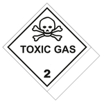 Gefahrzettel, Gefahrgutaufkleber Klasse 2.3 Giftige Gase mit Zusatztext TOXIC GAS zur Selbstbeschriftung, Totenkopf Schwarz, Folie, 100 x 120 mm, 500 Stück/Rolle