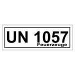 Gefahrzettel mit UN 1057 Feuerzeuge, in verschiedenen Größen