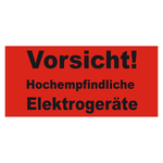 Paketaufkleber Vorsicht Hochempfindliche Elektrogeräte, Rot, 136 x 63 mm