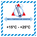 Gefahrzettel Time And Temperature Sensitive +15&deg;C - +25&deg;C