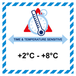 Gefahrzettel Time And Temperature Sensitive +2&deg;C - +8&deg;C