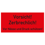 Paketaufkleber Vorsicht Zerbrechlich Vor Nässe und Druck schützen, Rot, Haftpapier, 136 x 63 mm, 500 Stück/Rolle